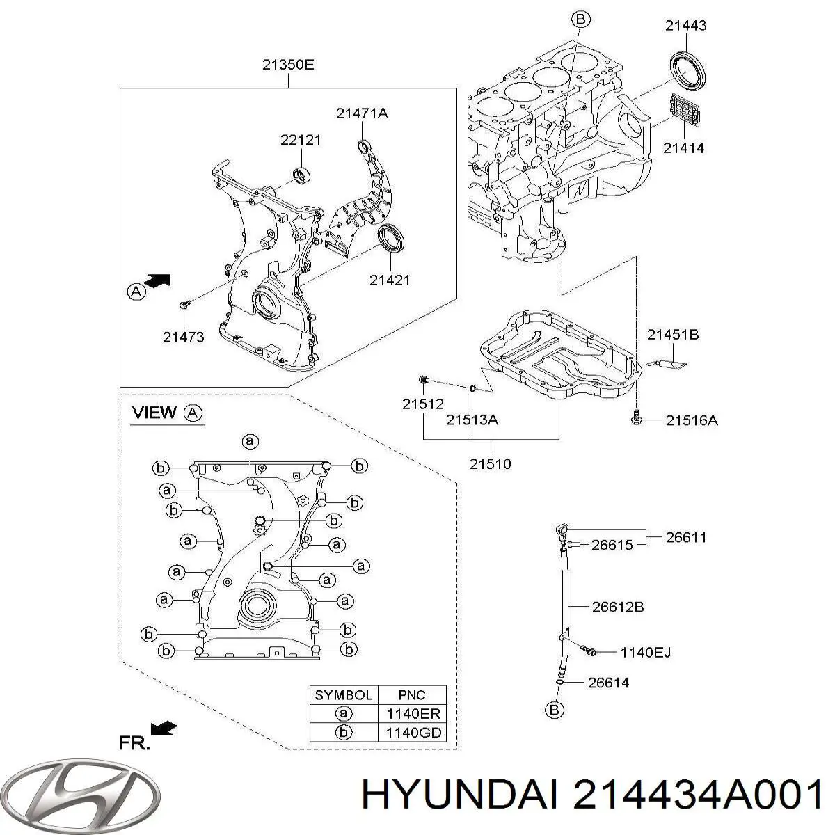Compre 214434A001 Hyundai/Kia Vedação traseira de cambota de motor