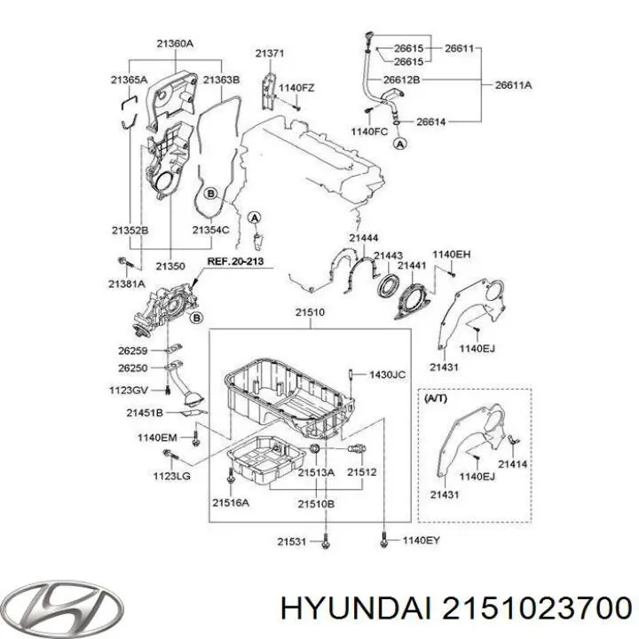 2151023700 Hyundai/Kia Panela de óleo de cárter do motor