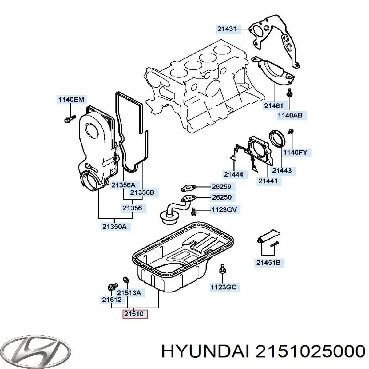 Compre 2151025000 Hyundai/Kia Panela de óleo de cárter do motor