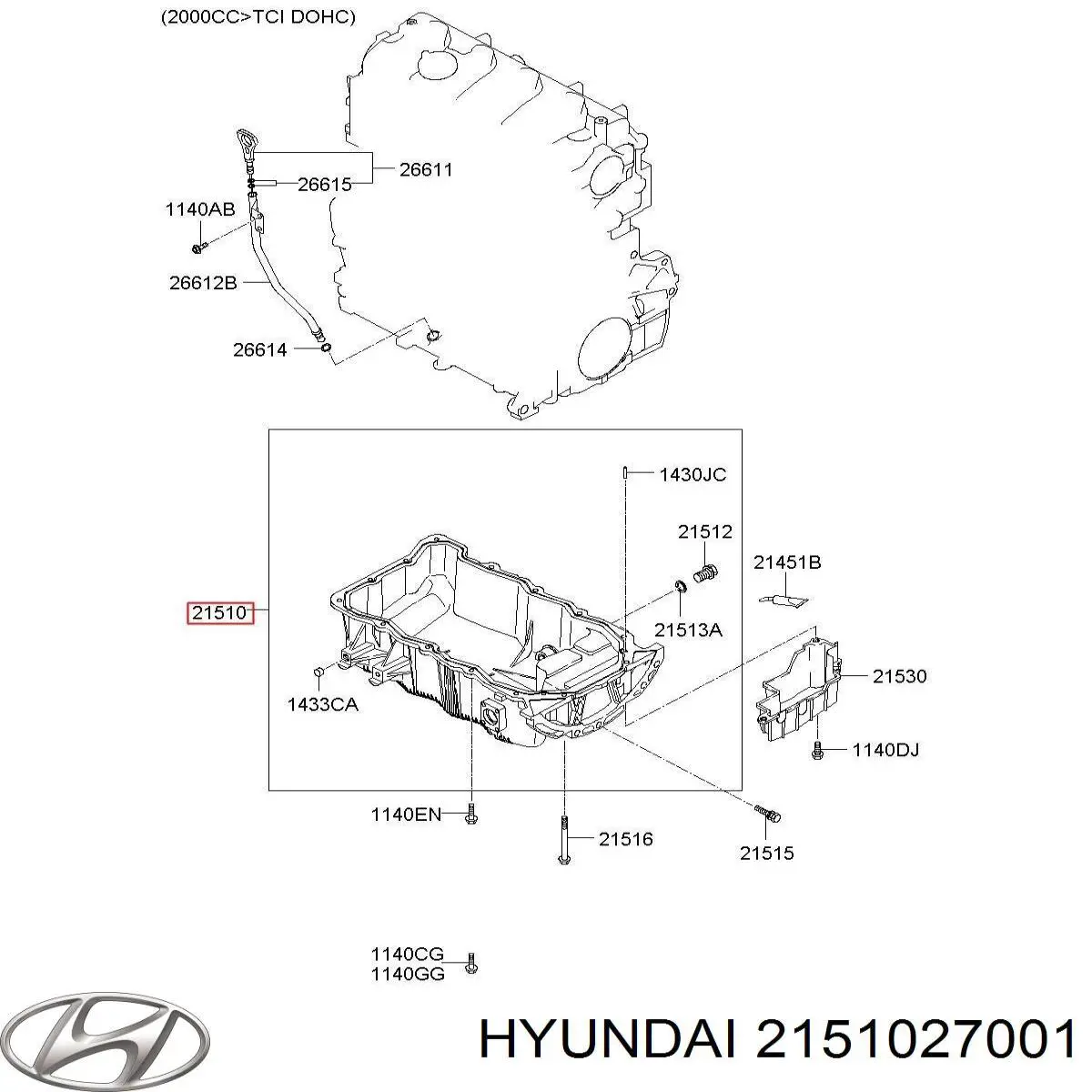 2151027002 Hyundai/Kia Panela de óleo de cárter do motor