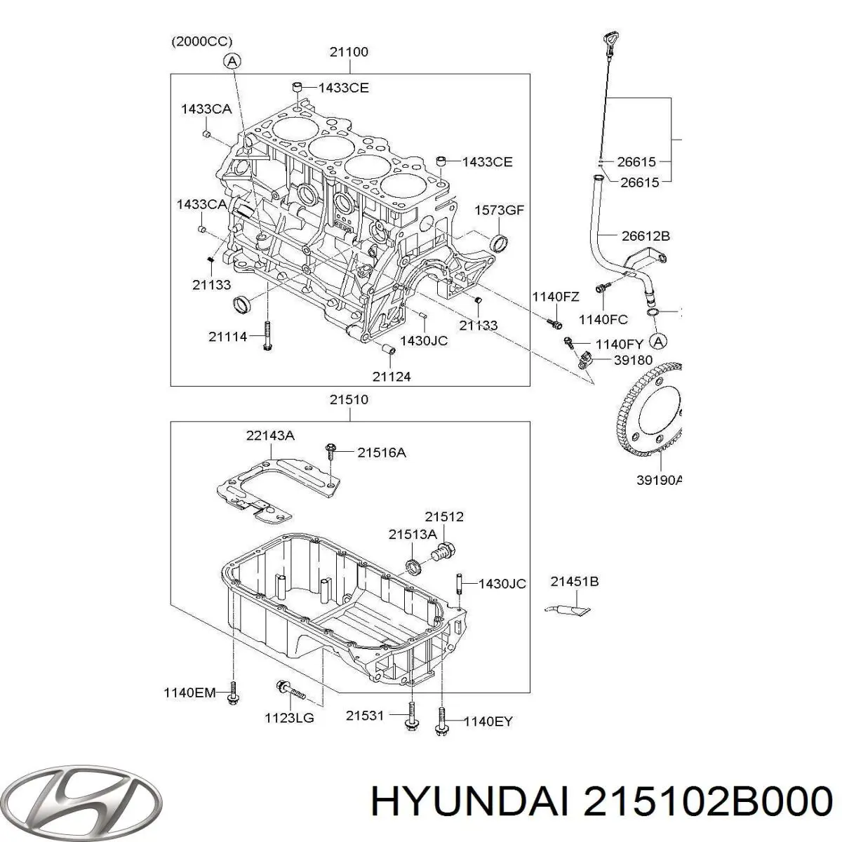 Panela de óleo de cárter do motor Hyundai/Kia 215102B000 preço, a partir de 30,17 USD