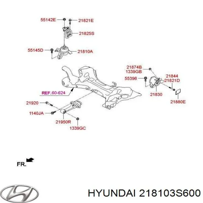 218103S600 Hyundai/Kia Coxim (suporte) direito de motor