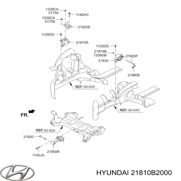 Coxim (suporte) direito de motor 21810B2000 Hyundai/Kia
