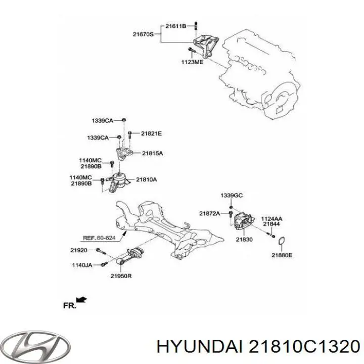 Coxim (suporte) direito de motor Hyundai/Kia 21810C1320 preço, a partir de 103,59 USD