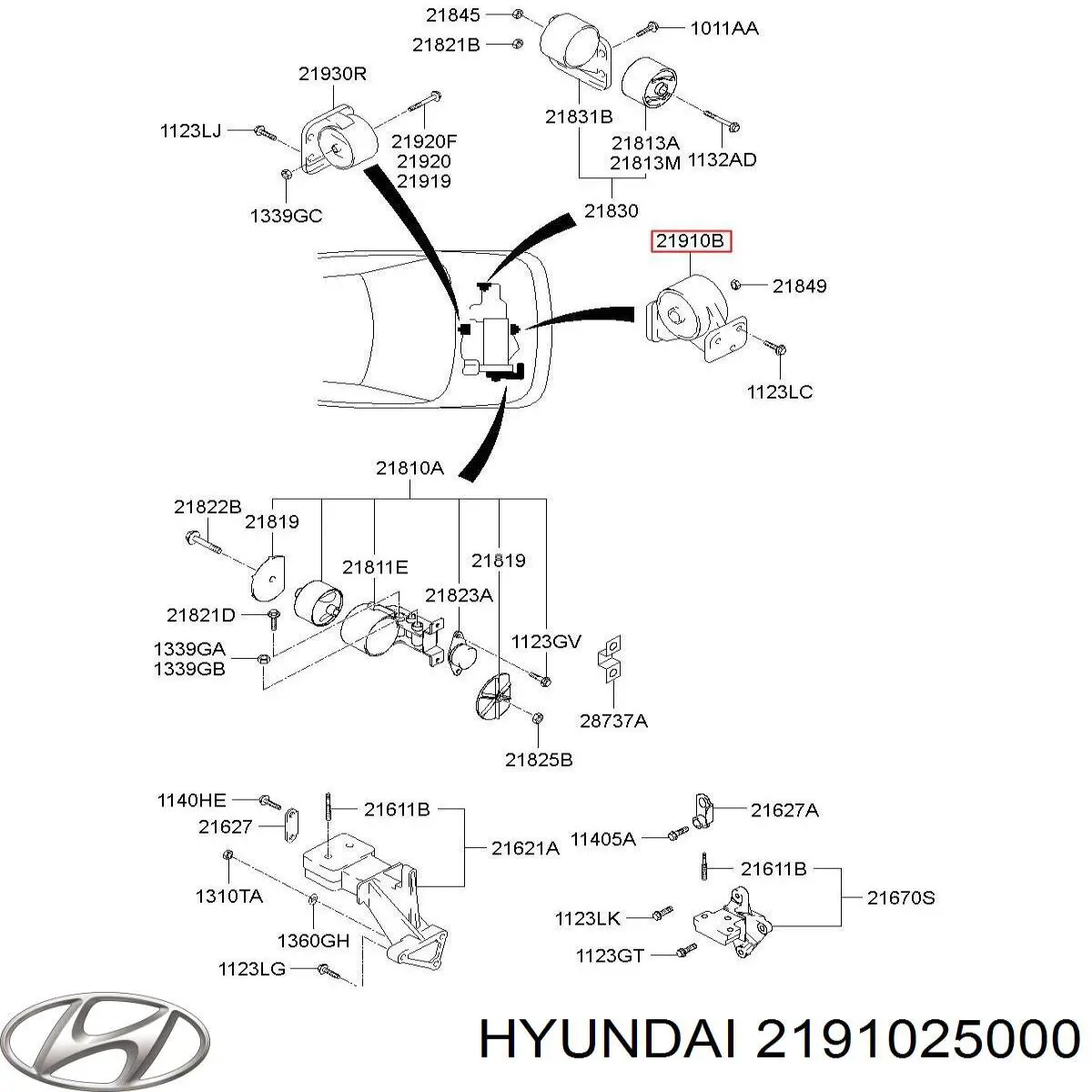 Compre 2191025000 Hyundai/Kia Coxim (suporte) dianteiro de motor