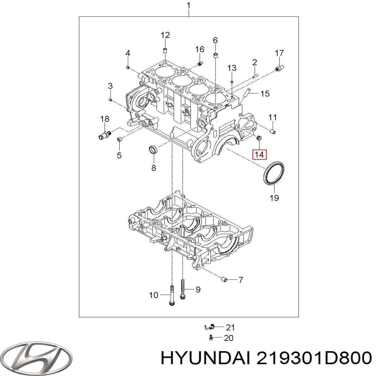 Coxim (suporte) traseiro de motor 219301D800 Hyundai/Kia