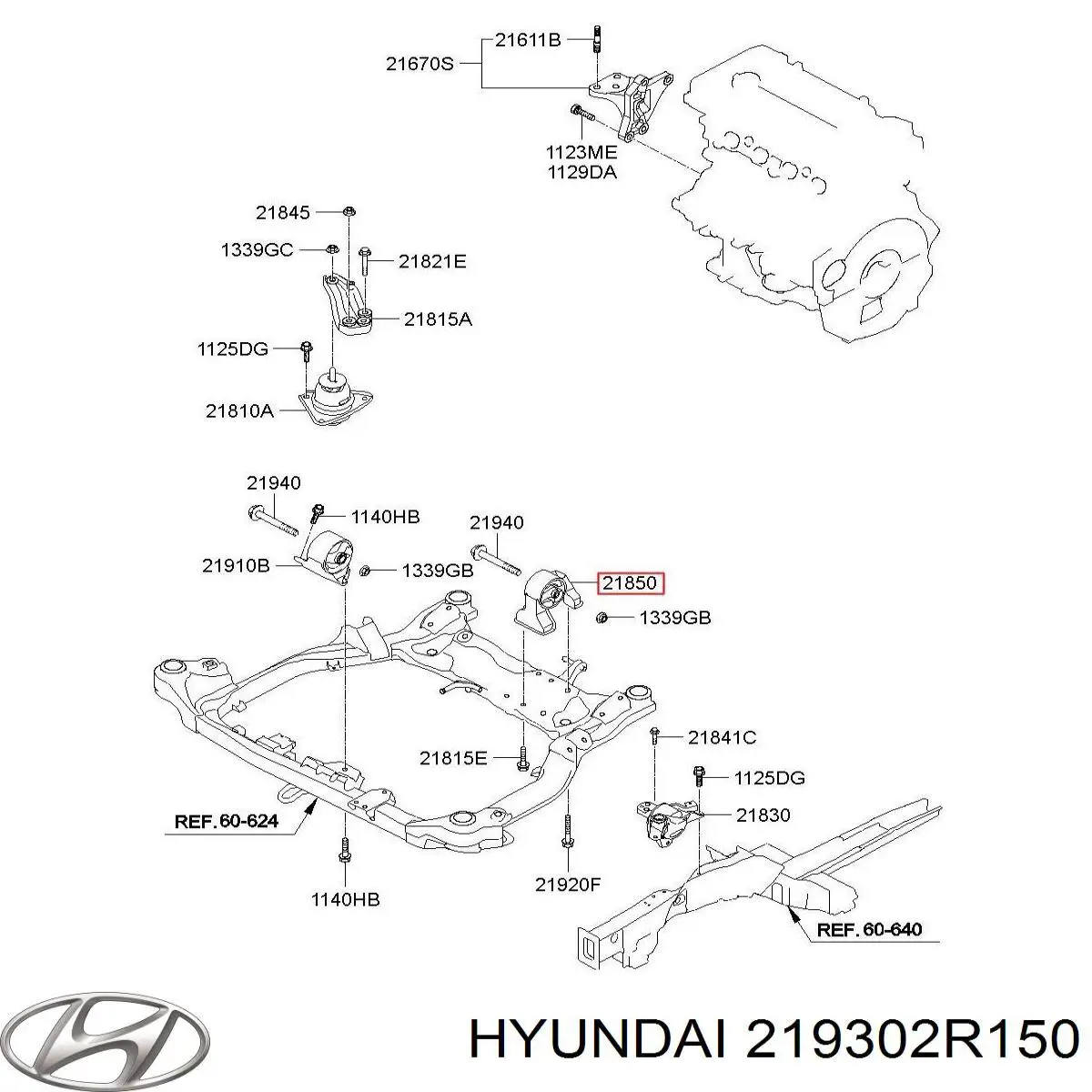 Compre 219302R150 Hyundai/Kia Coxim (suporte) traseiro de motor