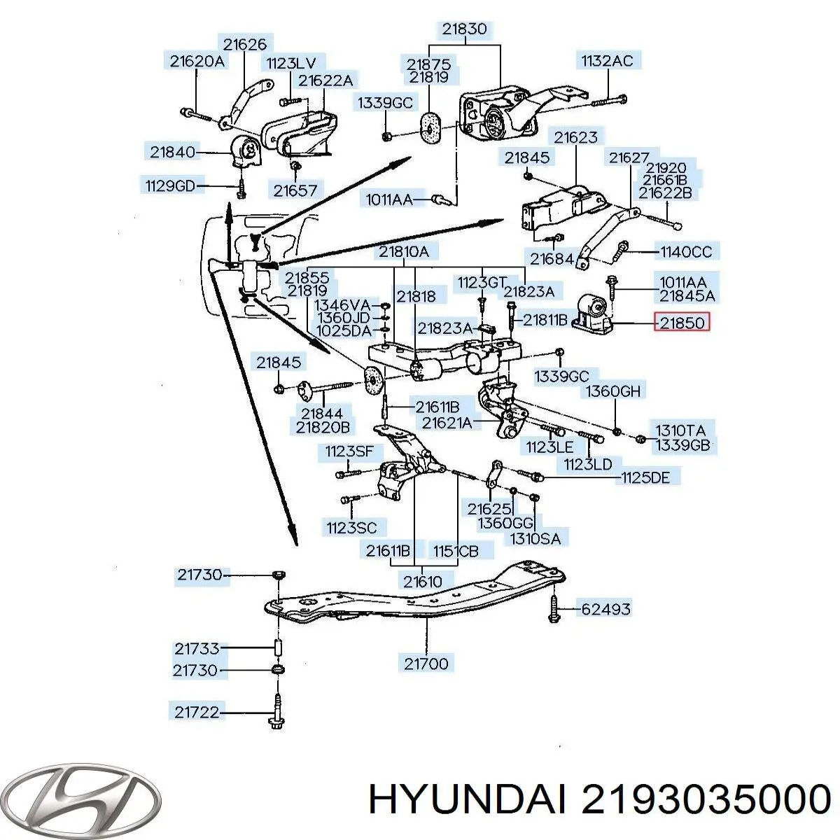 Compre 2193035000 Hyundai/Kia Coxim (suporte) traseiro de motor