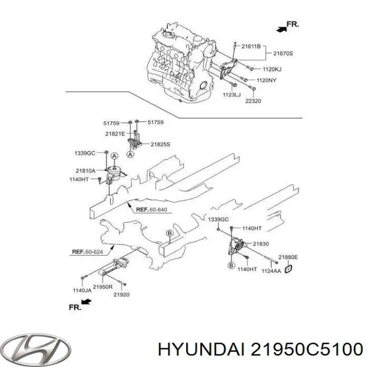 Coxim (suporte) dianteiro de motor Hyundai/Kia 21950C5100 preço, a partir de 63,53 USD