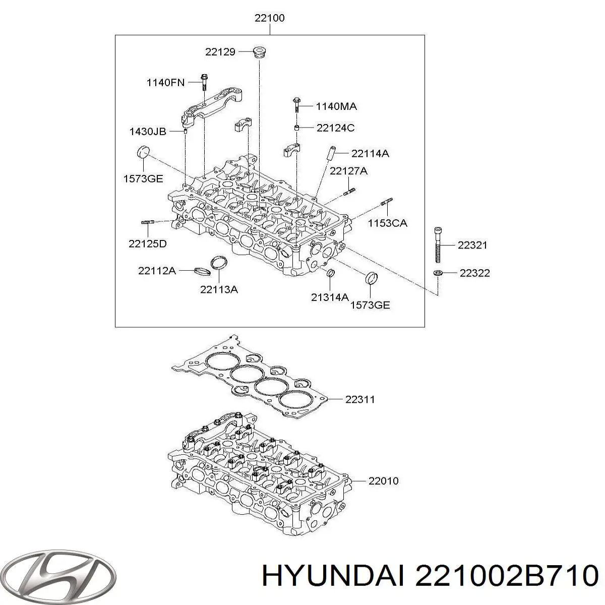 221002B702 Hyundai/Kia Cabeça de motor (CBC)