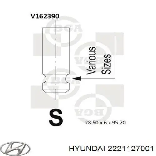 Válvula de admissão Hyundai/Kia 2221127001 preço, a partir de 9,81 USD