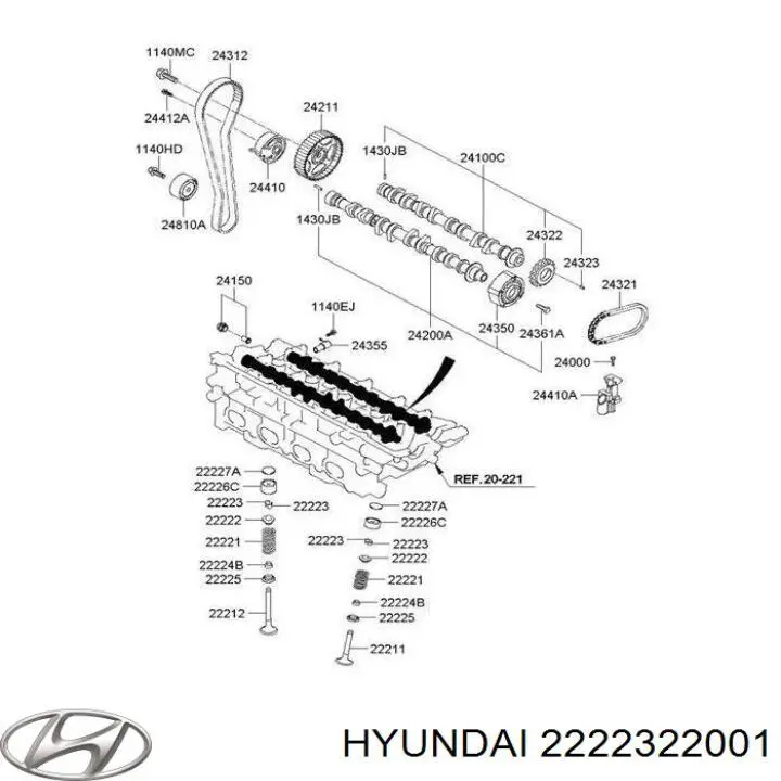 Peça inserida de válvula Hyundai/Kia 2222322001 preço, a partir de 3,50 USD