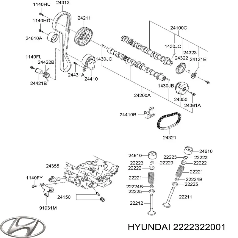 Compre 2222322001 Hyundai/Kia Peça inserida de válvula