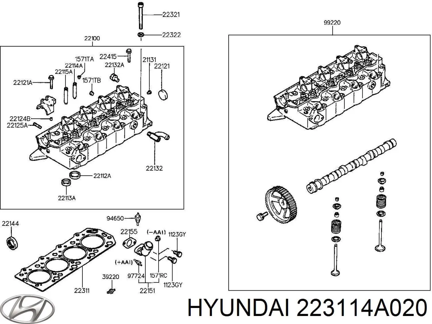 Vedante de cabeça de motor (CBC) Hyundai/Kia 223114A020 preço, a partir de 52,70 USD