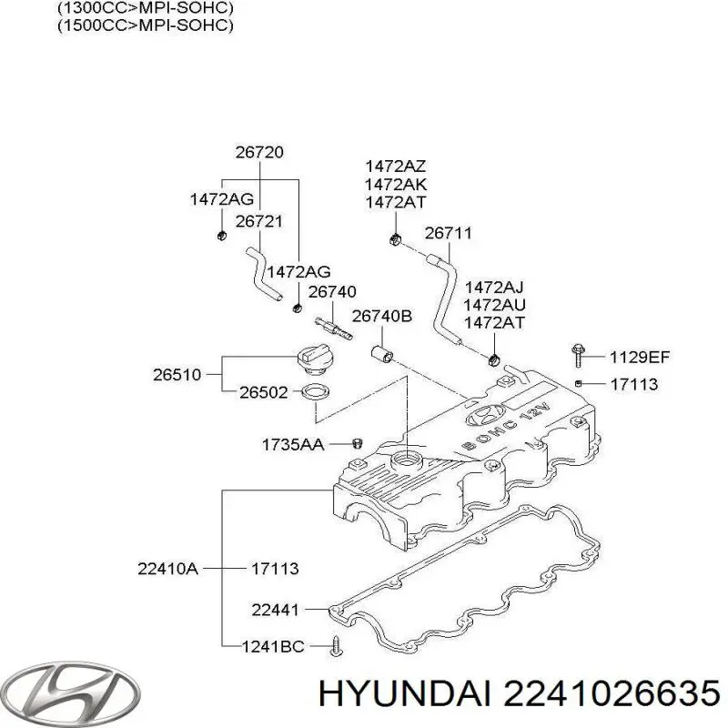 Tampa de válvulas Hyundai/Kia 2241026614 preço, a partir de 280,04 USD