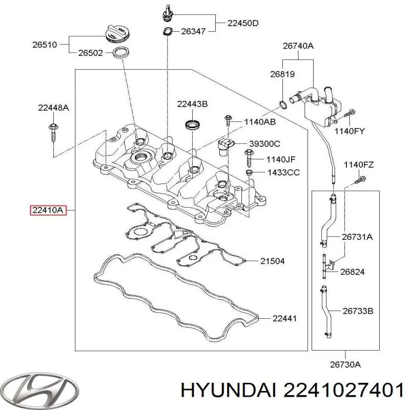 2241027401 Hyundai/Kia Tampa de válvulas