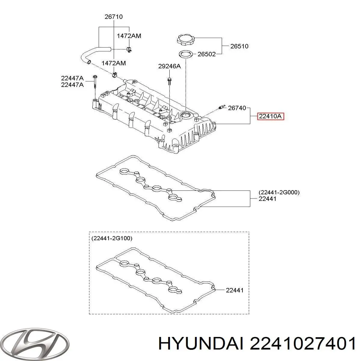 Tampa de válvulas Hyundai/Kia 2241027401 preço, a partir de 246,87 USD