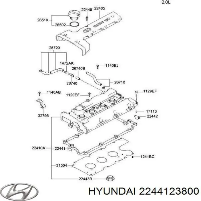 Compre 2244123800 Hyundai/Kia Vedante de tampa de válvulas de motor