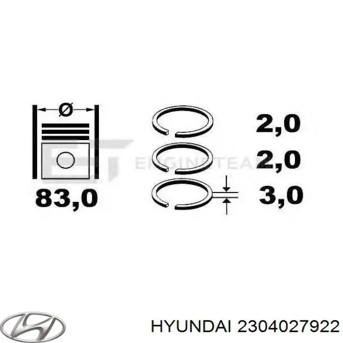 Compre 2304027922 Hyundai/Kia Kit de anéis de pistão de motor, 2ª reparação ( + 0,50)