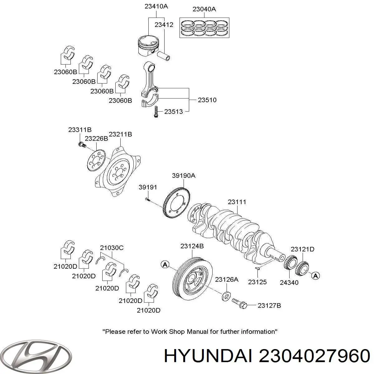 Compre 2304027960 Hyundai/Kia Kit de anéis de pistão de motor, STD.