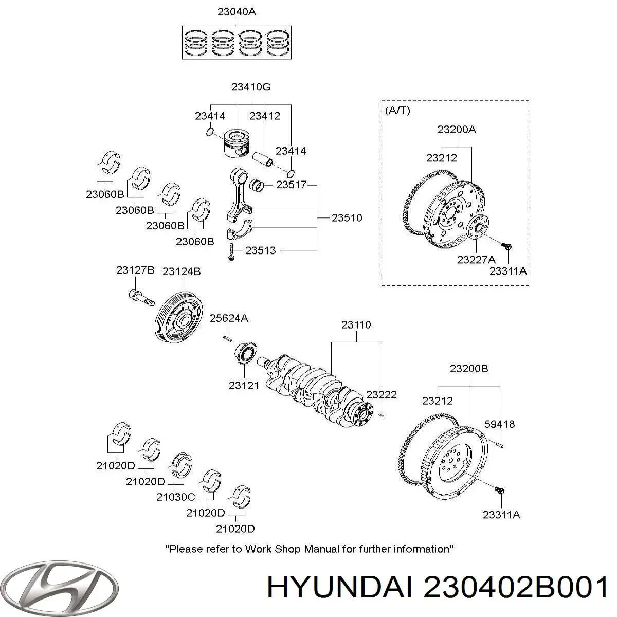 Compre 230402B001 Hyundai/Kia Kit de anéis de pistão de motor, STD.