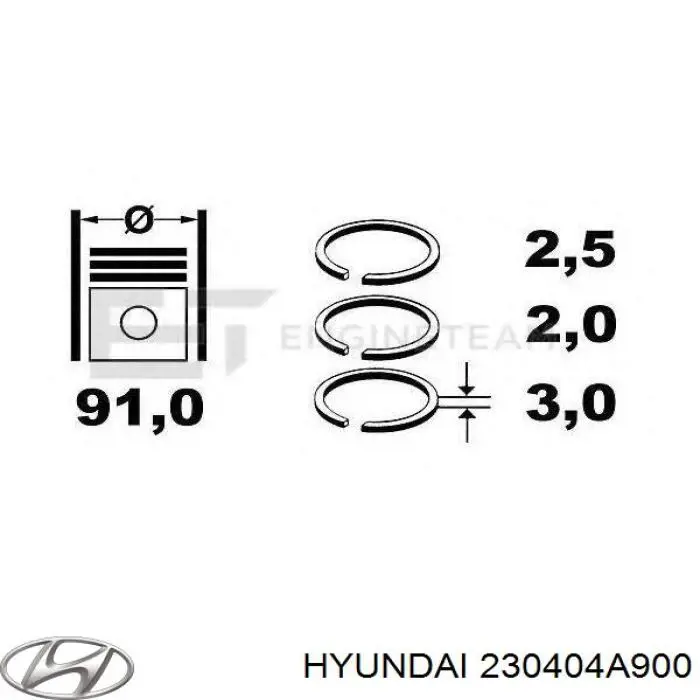 Kit de anéis de pistão de motor, STD. Hyundai/Kia 230404A900 preço, a partir de 34,31 USD