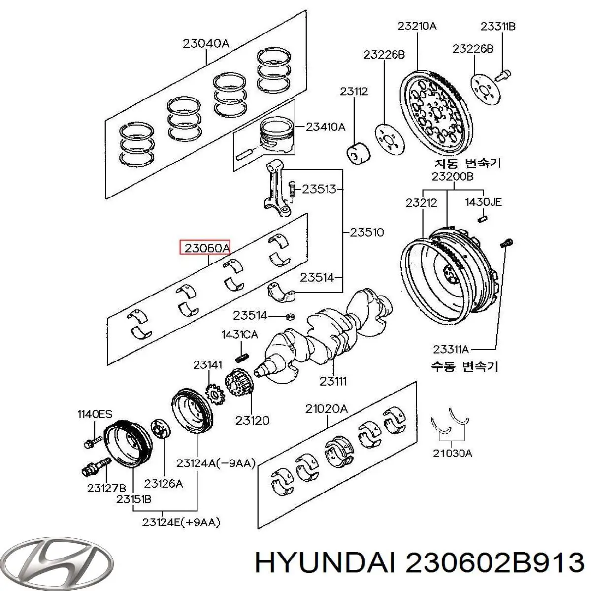 Folhas inseridas de cambota de biela, kit, 1ª reparação ( + 0,25) Hyundai/Kia 230602B913 preço, a partir de 19,02 USD