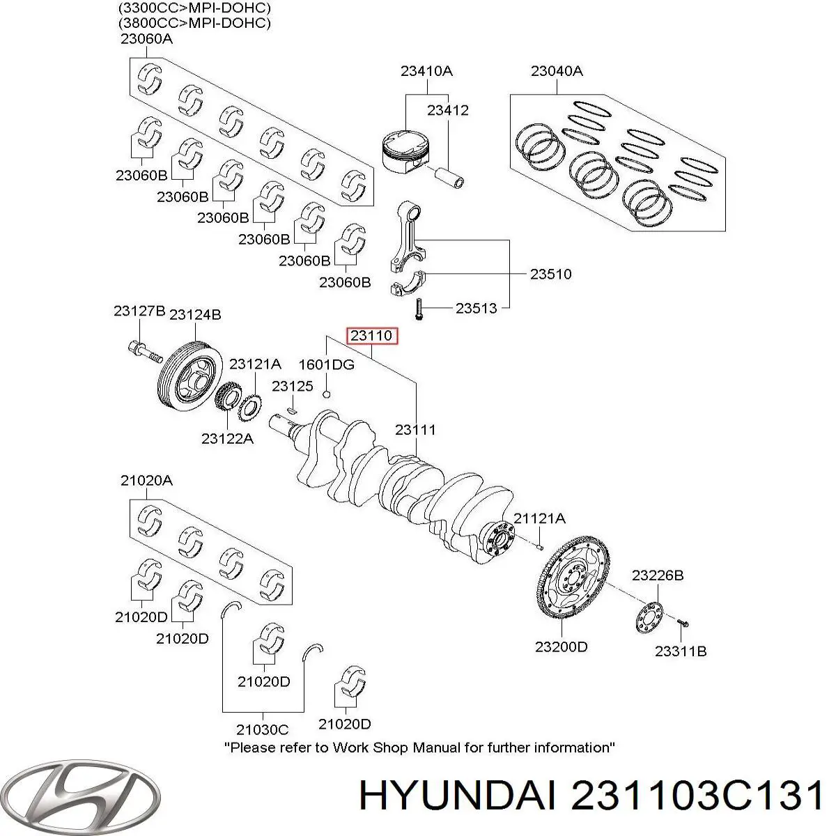 Cambota de motor Hyundai/Kia 231103C131 preço, a partir de 2410,60 USD