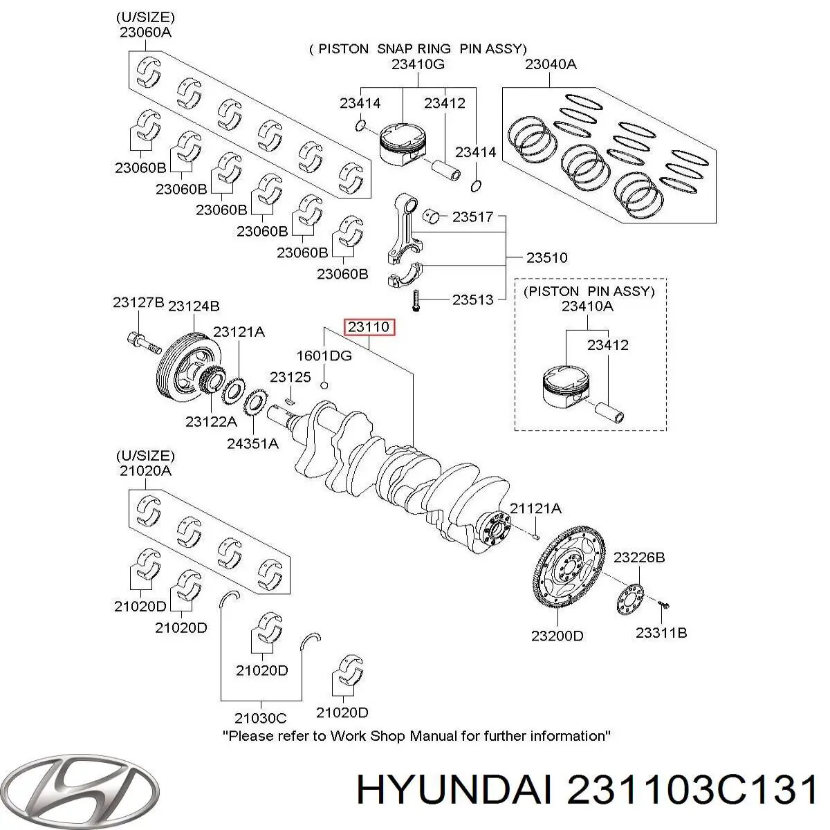 Compre 231103C131 Hyundai/Kia Cambota de motor