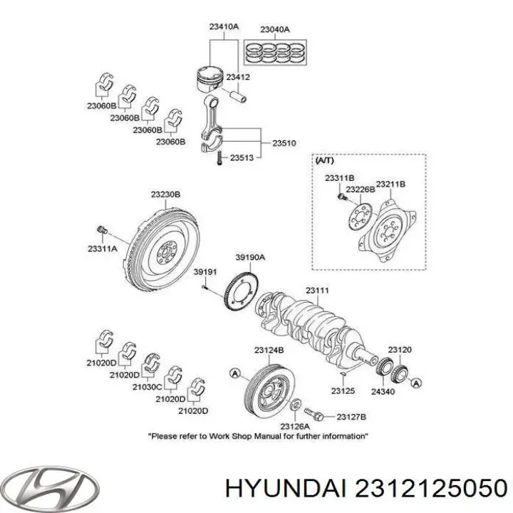 2312125050 Hyundai/Kia Engrenagem de cadeia da roda dentada de acionamento de cambota de motor