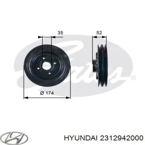 Polia de cambota Hyundai/Kia 2312942000 preço, a partir de 133,40 USD
