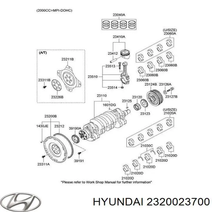 Compre 2320023700 Hyundai/Kia Volante de motor
