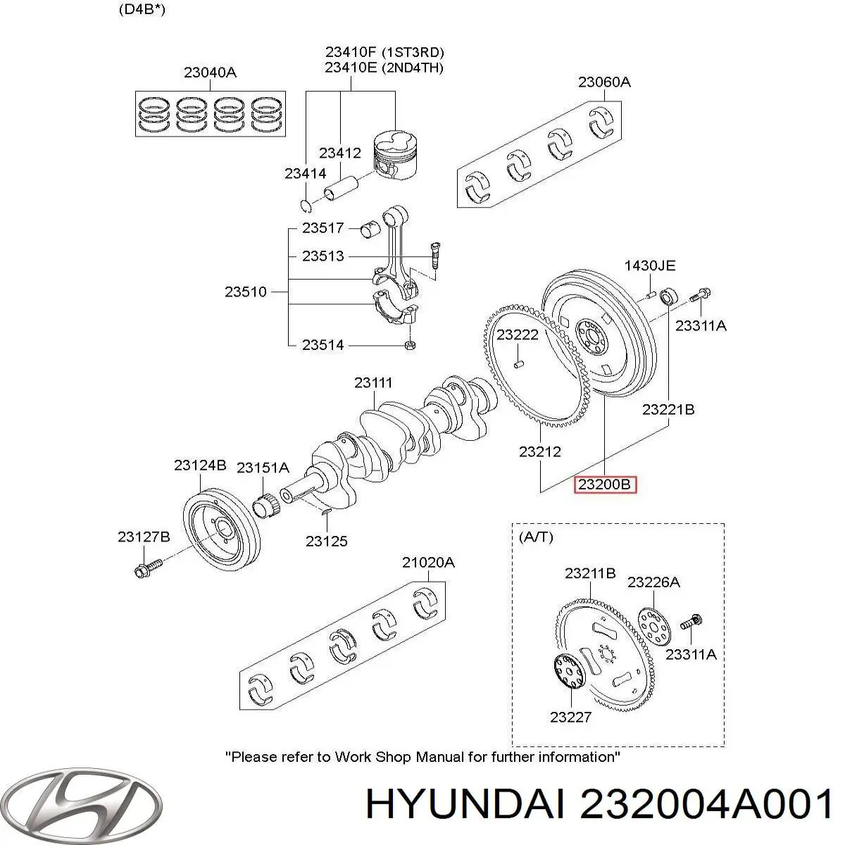 Compre 232004A001 Hyundai/Kia Volante de motor