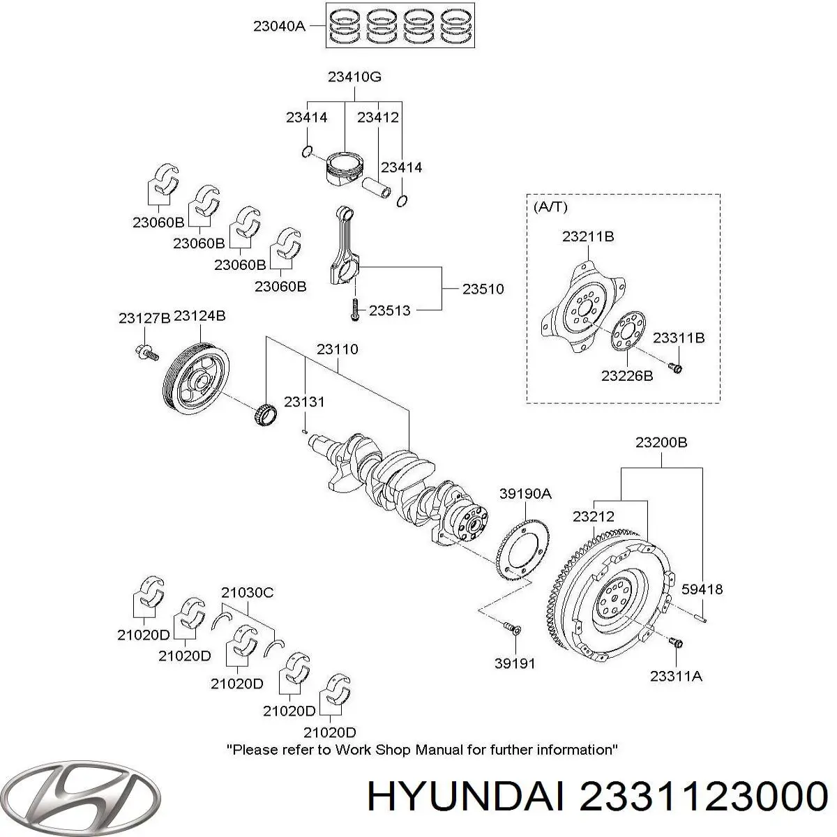 2331123000 Hyundai/Kia Parafuso de fixação de volante