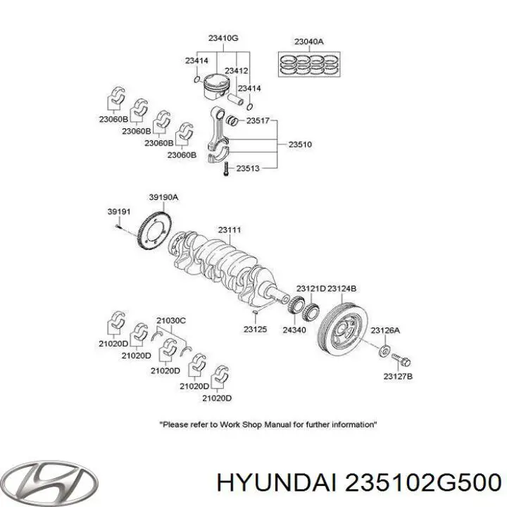 235102G500 Hyundai/Kia Biela de pistão de motor