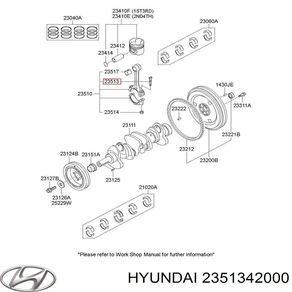 2351342000 Hyundai/Kia Parafuso de biela