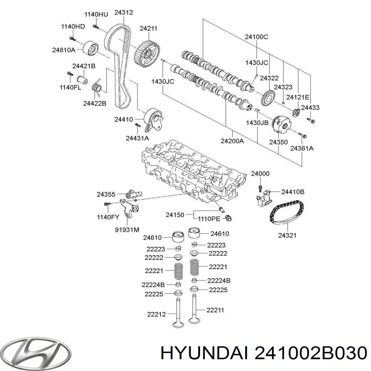 Árvore distribuidora de motor de admissão Hyundai/Kia 241002B020 preço, a partir de 155,20 USD