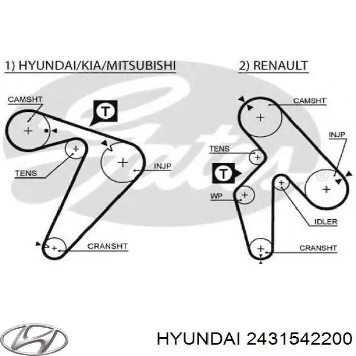 Correia do mecanismo de distribuição de gás Hyundai/Kia 2431542200