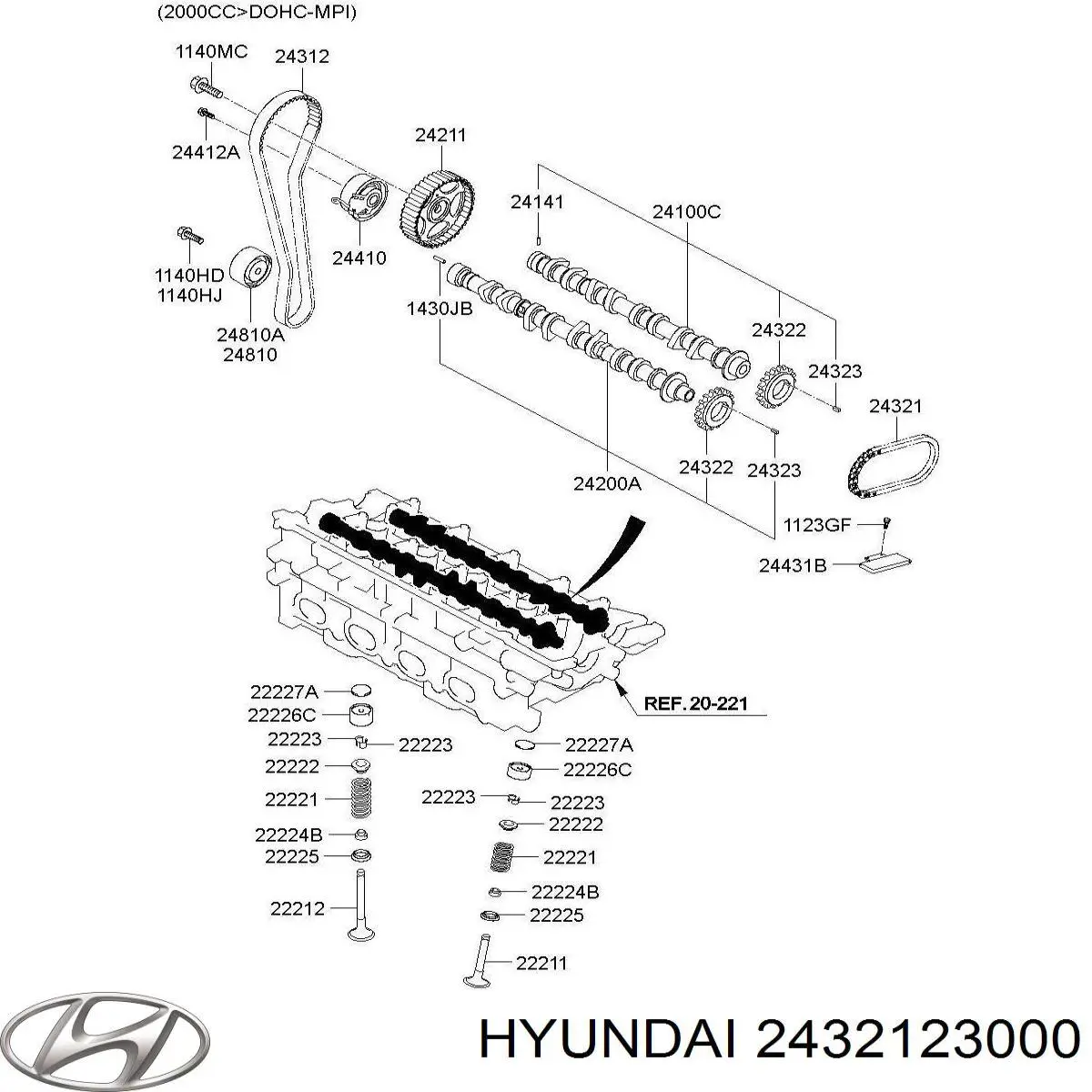 Cadeia do mecanismo de distribuição de gás Hyundai/Kia 2432123000 preço, a partir de 15,75 USD