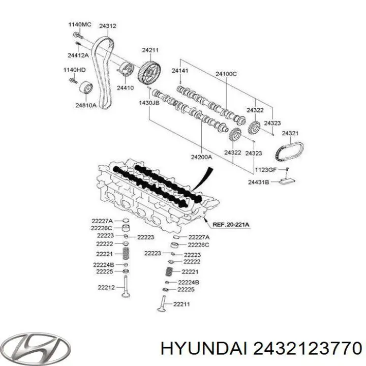 Cadeia do mecanismo de distribuição de gás Hyundai/Kia 2432123770 preço, a partir de 21,29 USD