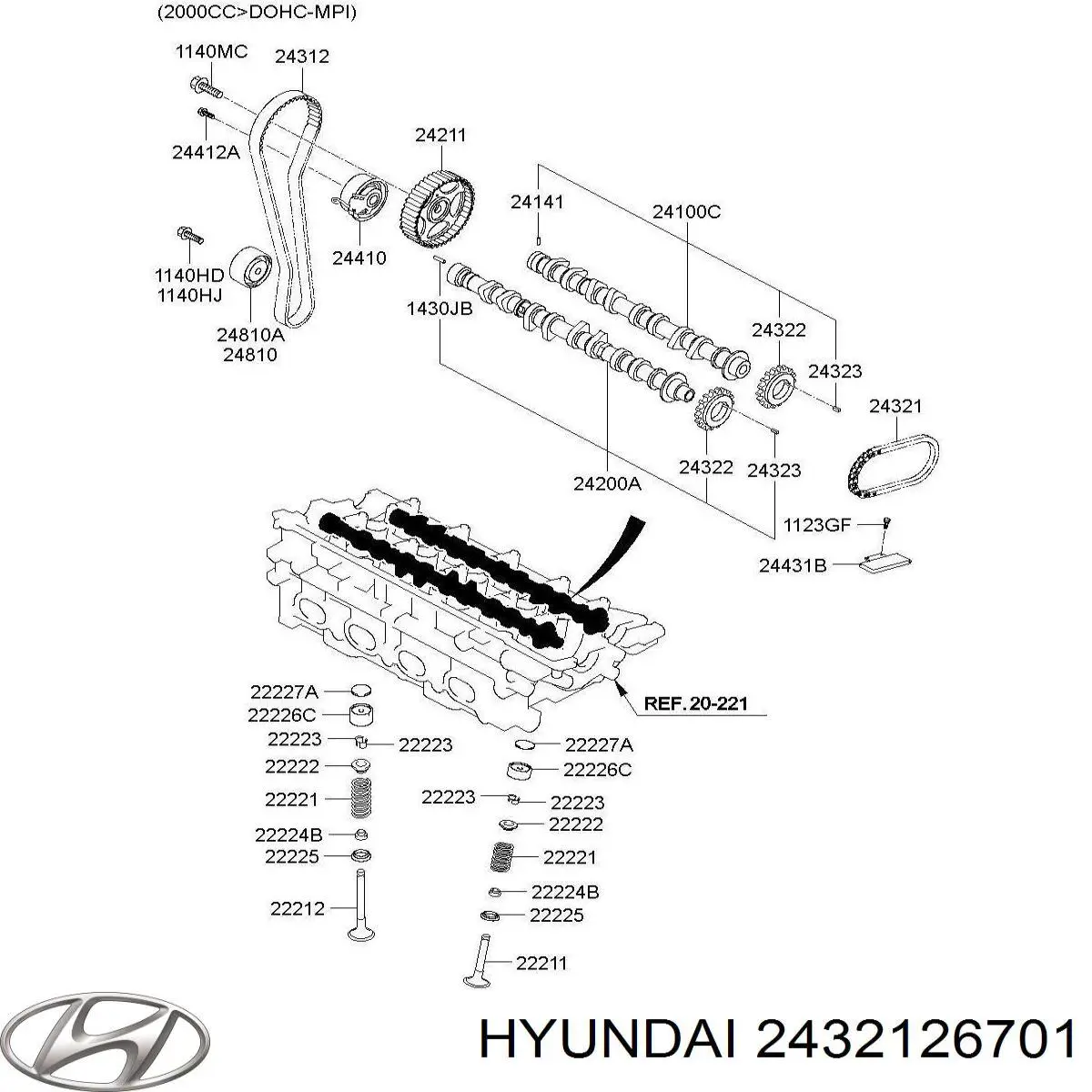 Cadeia do mecanismo de distribuição de gás Hyundai/Kia 2432126701 preço, a partir de 59,74 USD