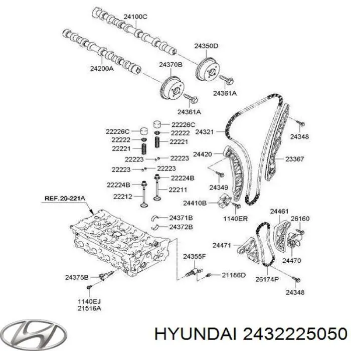 Compre 2432225050 Hyundai/Kia Cadeia de bomba de óleo