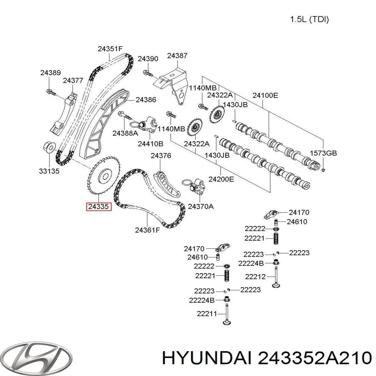 243352A210 Hyundai/Kia Roda dentada de engrenagem de cadeia da Bomba de Combustível de Pressão Alta