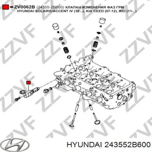 Válvula eletromagnética de posição (de fases) da árvore distribuidora Hyundai/Kia 243552B600 preço, a partir de 41,87 USD