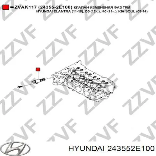 Válvula eletromagnética esquerda de posição (de fases) da árvore distribuidora Hyundai/Kia 243552E100 preço, a partir de 40,54 USD