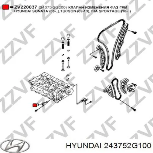 Compre 243752G100 Hyundai/Kia Válvula eletromagnética direita de posição (de fases) da árvore distribuidora