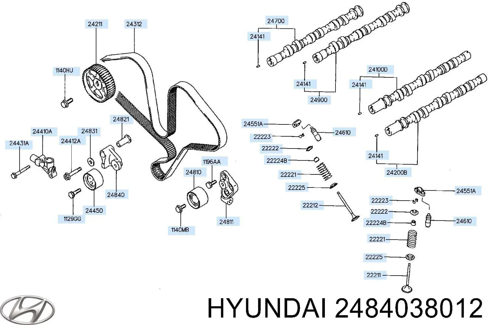 2484038012 Hyundai/Kia Reguladora de tensão da correia do mecanismo de distribuição de gás