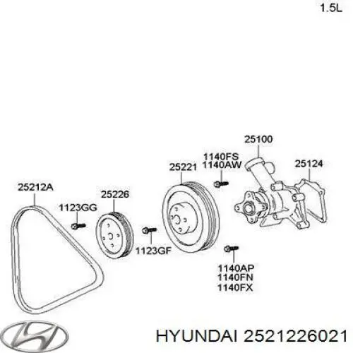 2521226021 Hyundai/Kia Correia dos conjuntos de transmissão