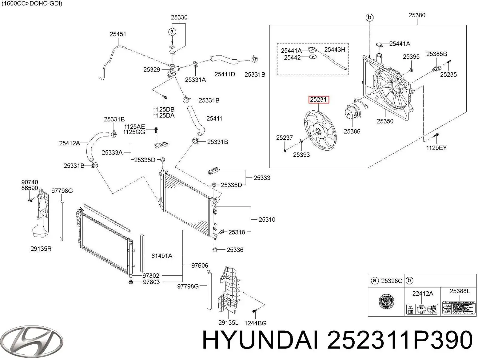 Ventilador (roda de aletas) do radiador de esfriamento Hyundai/Kia 252311P390 preço, a partir de 34,55 USD
