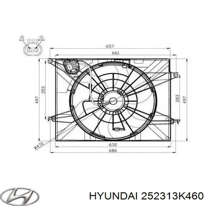 Ventilador (roda de aletas) do radiador de esfriamento Hyundai/Kia 252313K460 preço, a partir de 141,31 USD